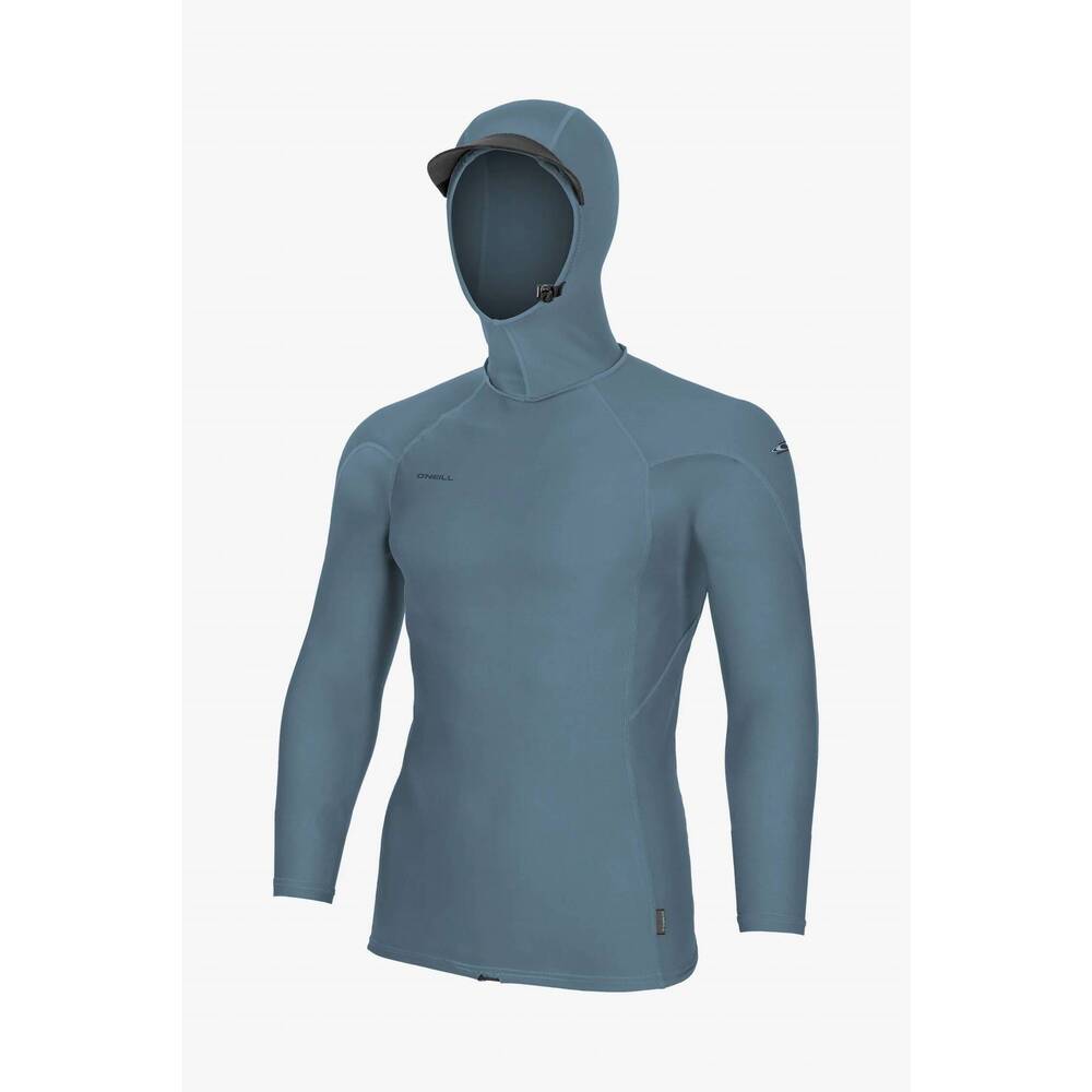 NEW O'NEILL men's hyperfreak skins o'zone long sleeve rash guard with hood in bl